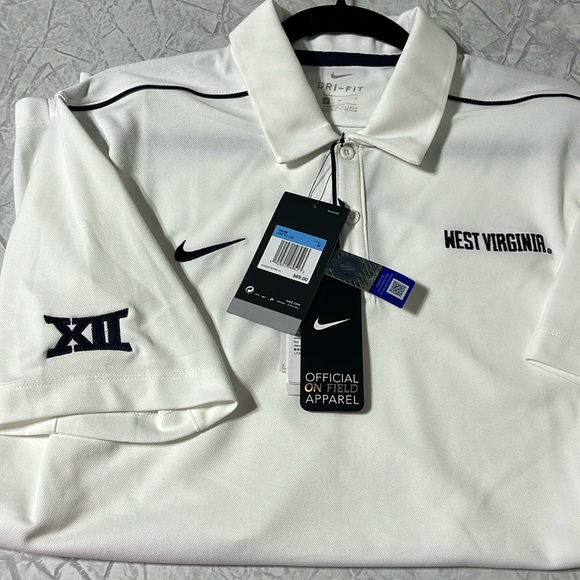 Nike West Virginia TEAM ISSUED on field apparel polo w/12 on sleeve med WVU🏈 - Picture 1 of 10